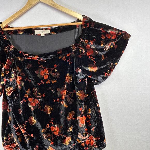Woman's Loft Floral Velvet Top - Size Large‎ Whimsygoth Autumnal Boho - Picture 3 of 10